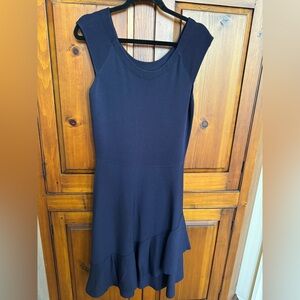Eliza J Navy Ladies Large sleeveless knit sheath dress two tier tulip hem.  NWOT